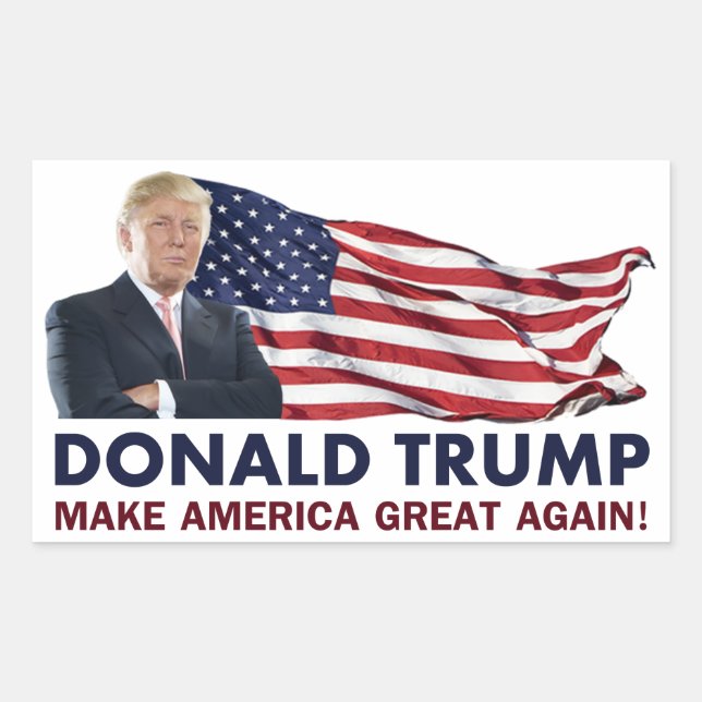 Sticker Rectangulaire Donald Trump - Drapeau américain (Devant)