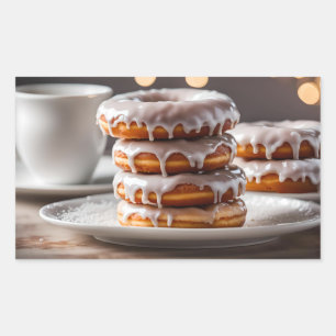 Sticker Rectangulaire Donuts glacés à la vanille