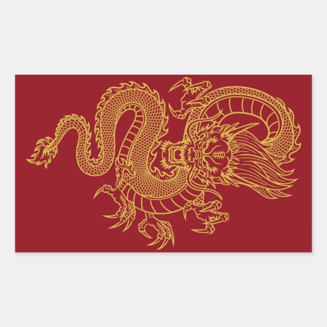Sticker Rectangulaire Dragon chinois (Devant)