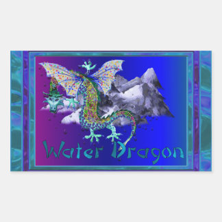 Sticker Rectangulaire Dragon d'eau