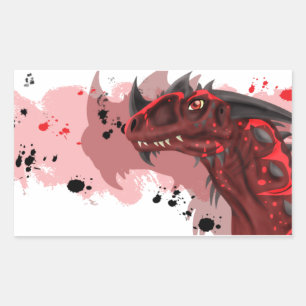 Sticker Rectangulaire Dragon d'incendie (version blanche)