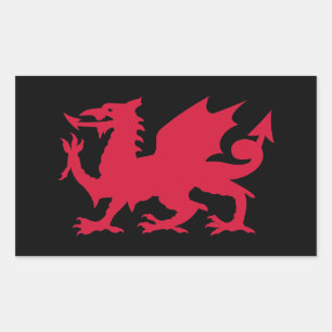 Sticker Rectangulaire Dragon gallois rouge