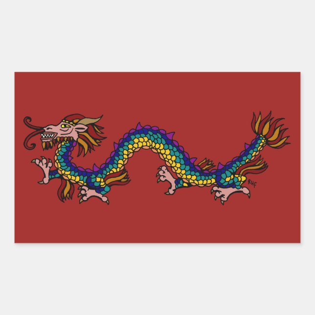 Sticker Rectangulaire Dragon oriental (Devant)