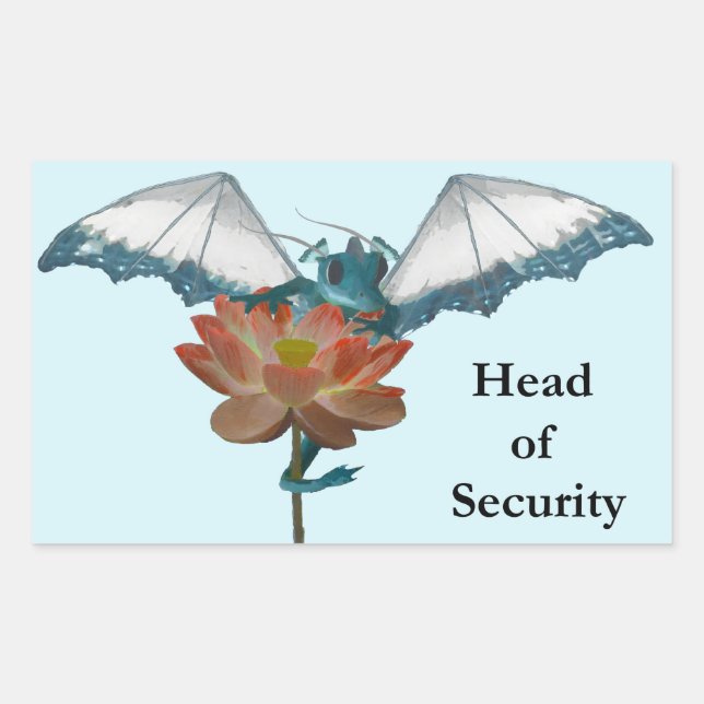 Sticker Rectangulaire Dragon Peeks Autour De Fleur (Devant)