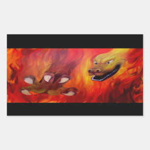 Sticker Rectangulaire Dragon rouge