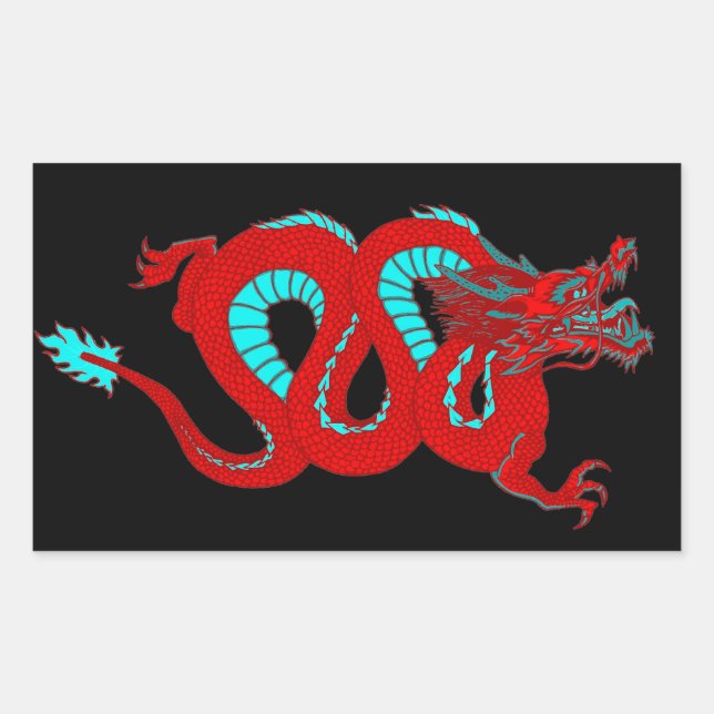 Sticker Rectangulaire Dragon rouge (Devant)