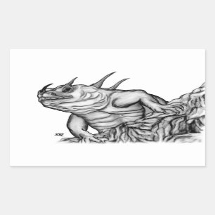 Sticker Rectangulaire Dragon sur le rocher