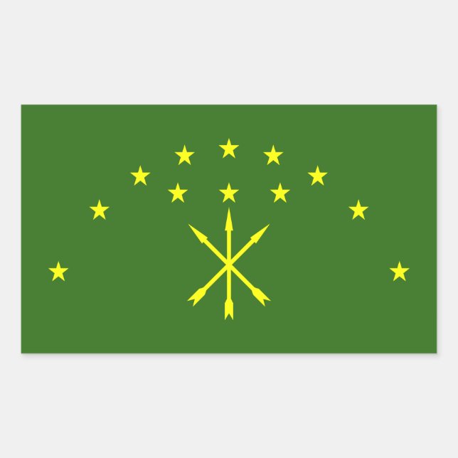 Sticker Rectangulaire Drapeau Adygea patriotique (Devant)