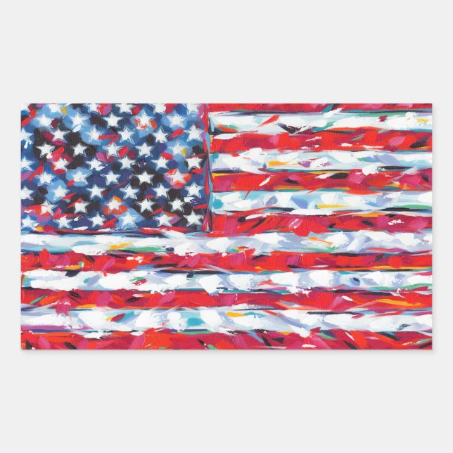 Sticker Rectangulaire Drapeau américain (Devant)