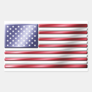 Sticker Rectangulaire Drapeau Américain 2 - USA - Métal