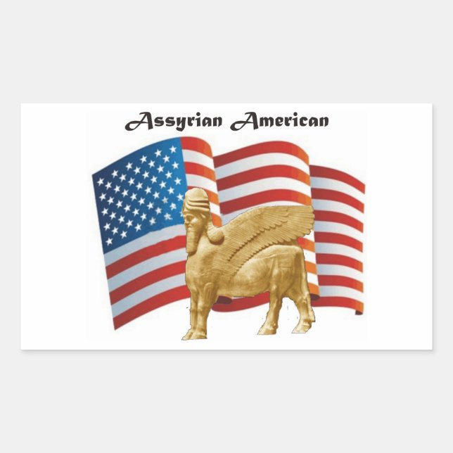 Sticker Rectangulaire Drapeau américain Assyrien à ailer (Devant)