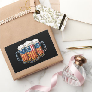 Sticker Rectangulaire Drapeau américain de bière 4 juillet Merica buvant