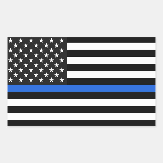 Sticker Rectangulaire Drapeau américain de la ligne bleue mince (Devant)
