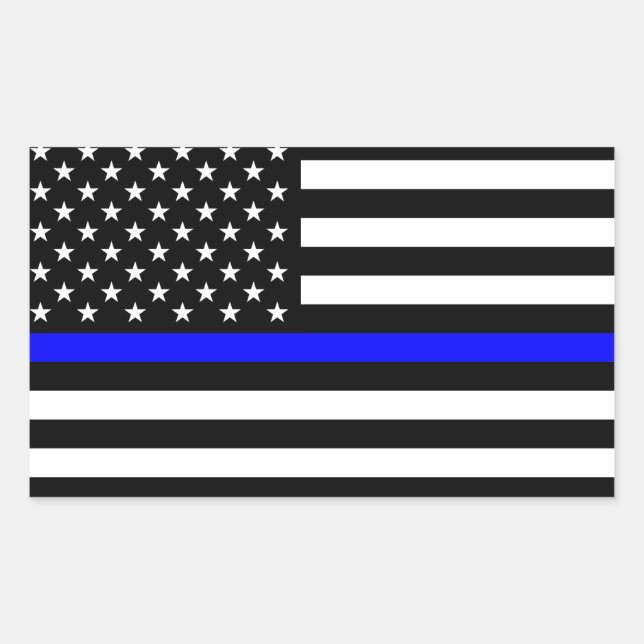 Sticker Rectangulaire Drapeau américain de la ligne bleue mince (Devant)