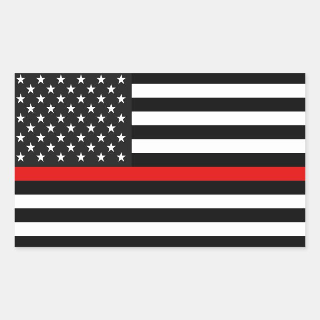 Sticker Rectangulaire Drapeau américain de la ligne rouge mince (Devant)
