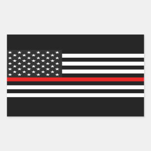 Sticker Rectangulaire Drapeau américain de la ligne rouge mince