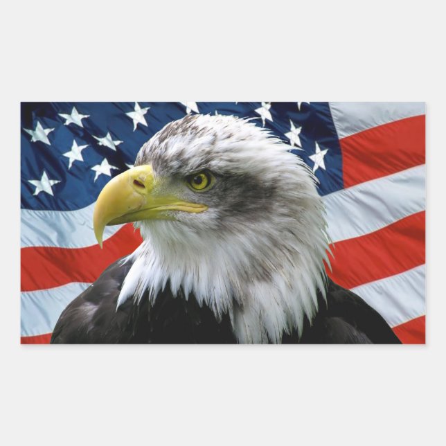 Sticker Rectangulaire Drapeau américain de l'aigle patriotique (Devant)