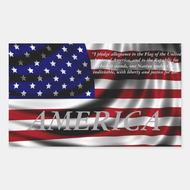 Sticker Rectangulaire Drapeau américain gage d'allégeance (Devant)