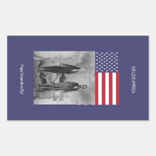 Sticker Rectangulaire Drapeau américain George Washington Abraham Lincol