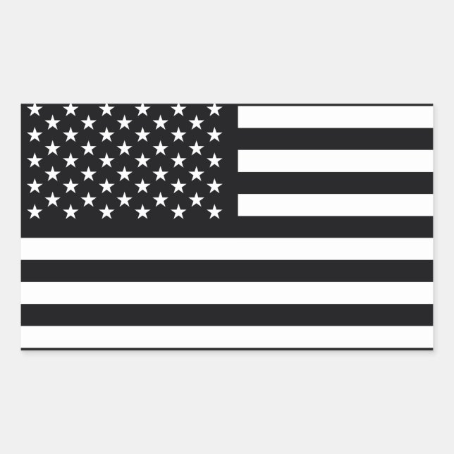 Sticker Rectangulaire Drapeau américain noir blanc (Devant)