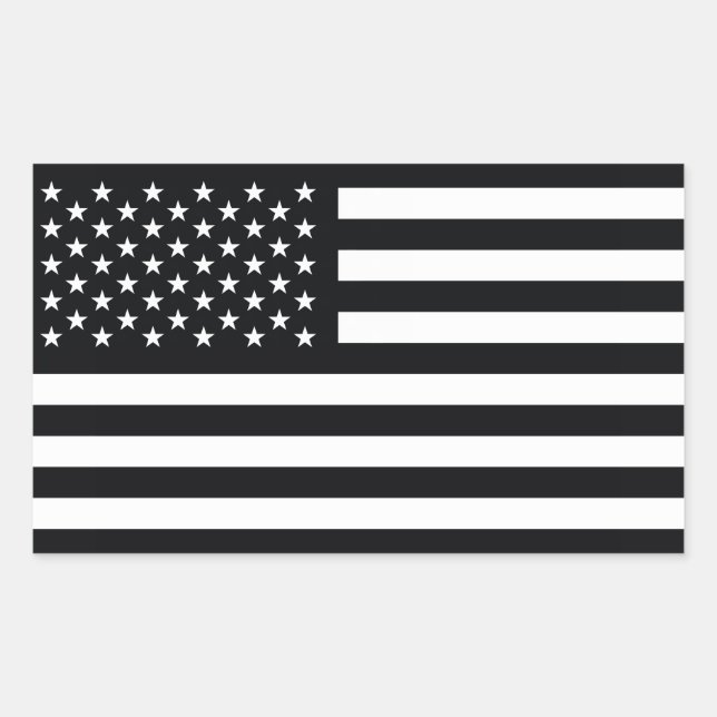 Sticker Rectangulaire Drapeau américain noir blanc (Devant)
