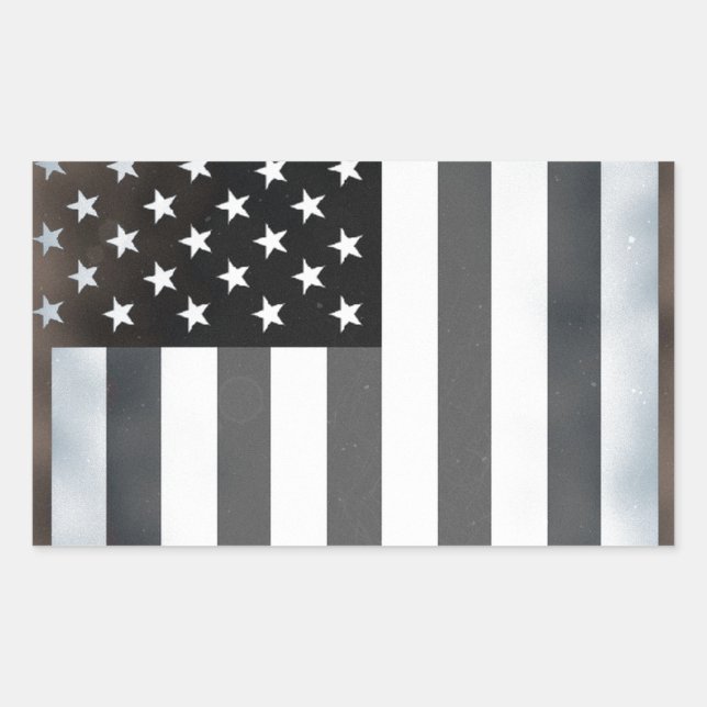 Sticker Rectangulaire Drapeau américain noir et blanc (Devant)