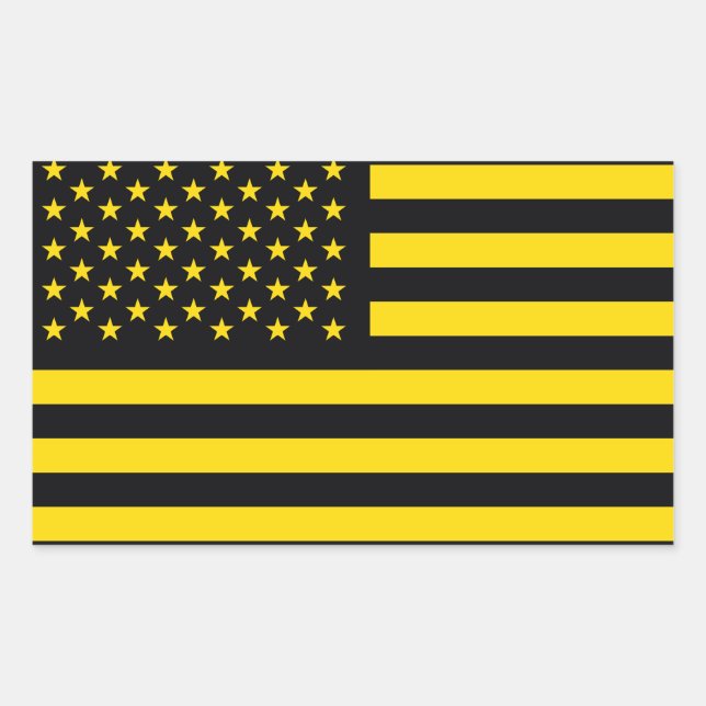 Sticker Rectangulaire Drapeau américain noir jaune (Devant)