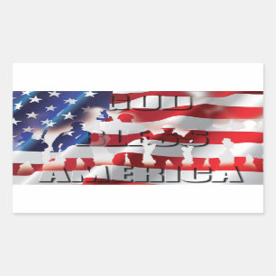 Sticker Rectangulaire Drapeau américain patriotique Dieu béni l'Amérique