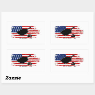 Sticker Rectangulaire Drapeau américain patriotique Pickleball personnal