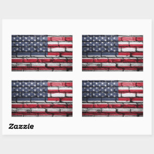 Sticker Rectangulaire Drapeau américain patriotique sur le mur