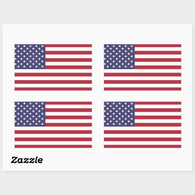 Sticker Rectangulaire Drapeau américain rouge blanc et bleu (Feuille)