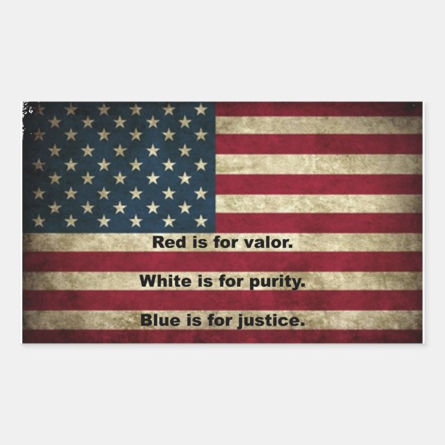 Sticker Rectangulaire Drapeau américain - Signification des couleurs (Devant)