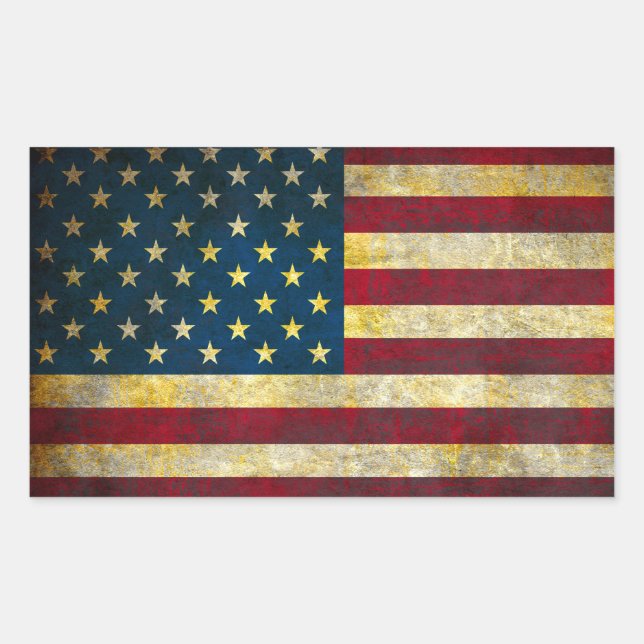 Sticker Rectangulaire Drapeau américain vintage (Devant)