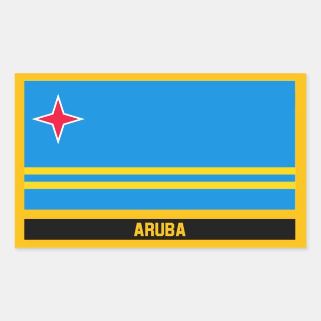 Sticker Rectangulaire Drapeau Aruba (Devant)