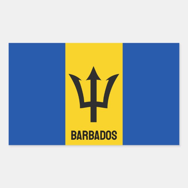 Sticker Rectangulaire Drapeau Barbade (Devant)