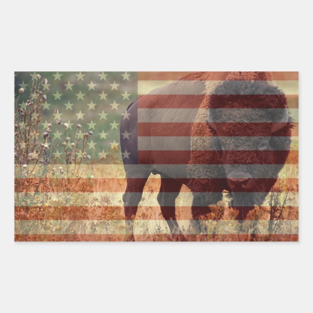 Sticker Rectangulaire Drapeau bison (Devant)