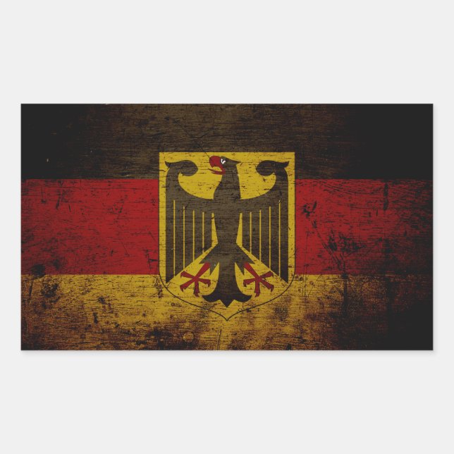 Sticker Rectangulaire Drapeau Black Grunge Allemagne (Devant)