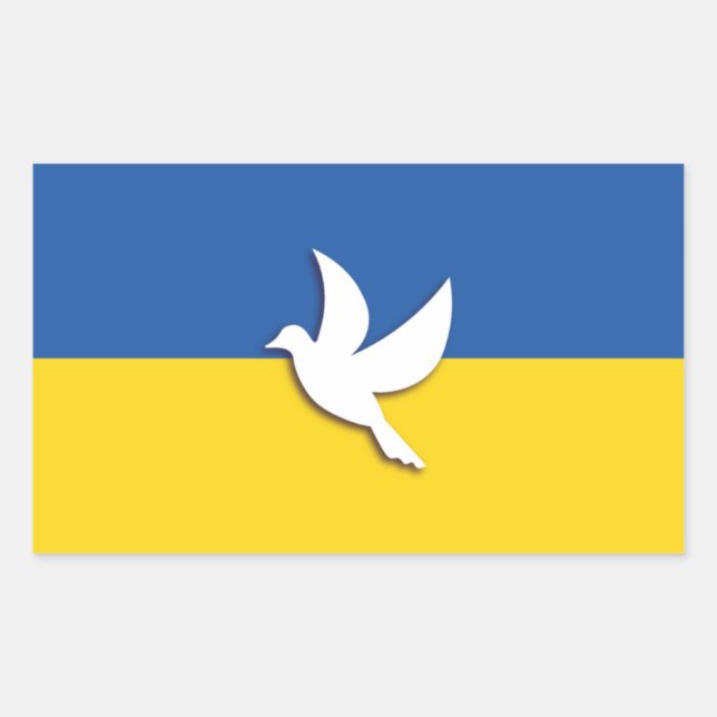 STICKER RECTANGULAIRE DRAPEAU BLEU JAUNE EN BICOULEUR D'UKRAINE PAIX DOV (Devant)