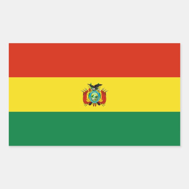 Sticker Rectangulaire Drapeau Bolivie/Bolivie (Devant)
