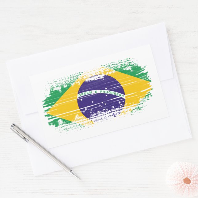 Sticker Rectangulaire Drapeau brésilien (Enveloppe)