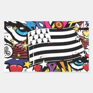 Sticker Rectangulaire Drapeau Bretagne Breizh graffiti Breton graff