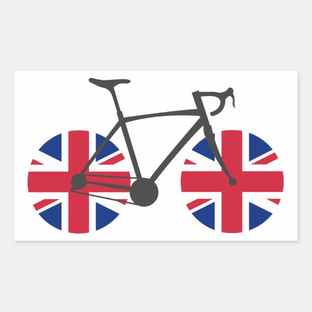 Sticker Rectangulaire Drapeau britannique à vélo (Devant)