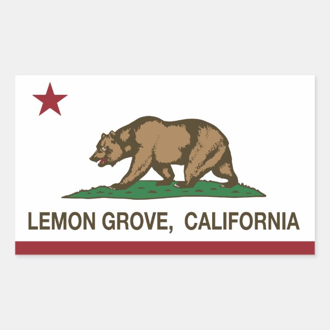 Sticker Rectangulaire Drapeau californien Lemon Grove (Devant)