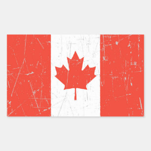 Sticker Rectangulaire Drapeau canadien griffé
