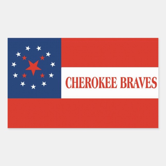 Sticker Rectangulaire Drapeau Cherokee Braves, États-Unis (Devant)