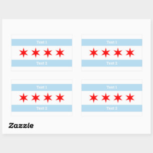 Sticker Rectangulaire Drapeau Chicago texte personnalisé 6 points étoile