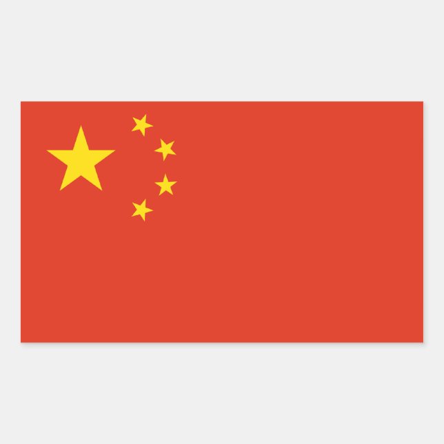 Sticker Rectangulaire Drapeau Chine/Chine. République populaire (Devant)