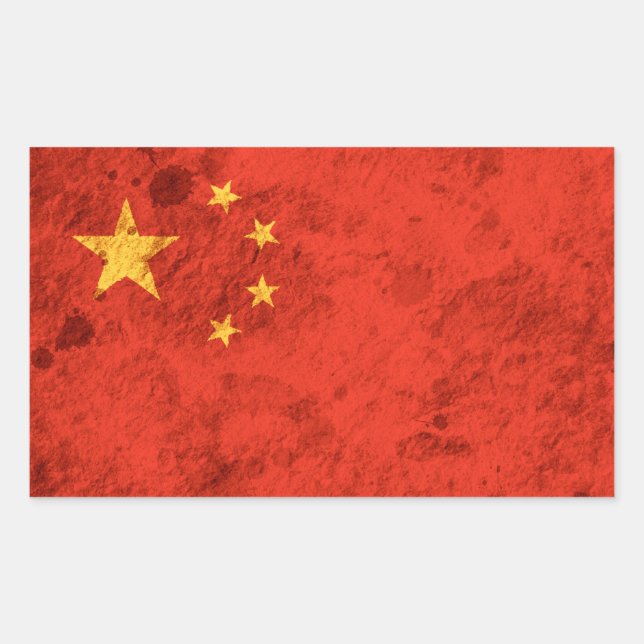 Sticker Rectangulaire Drapeau chinois robuste (Devant)