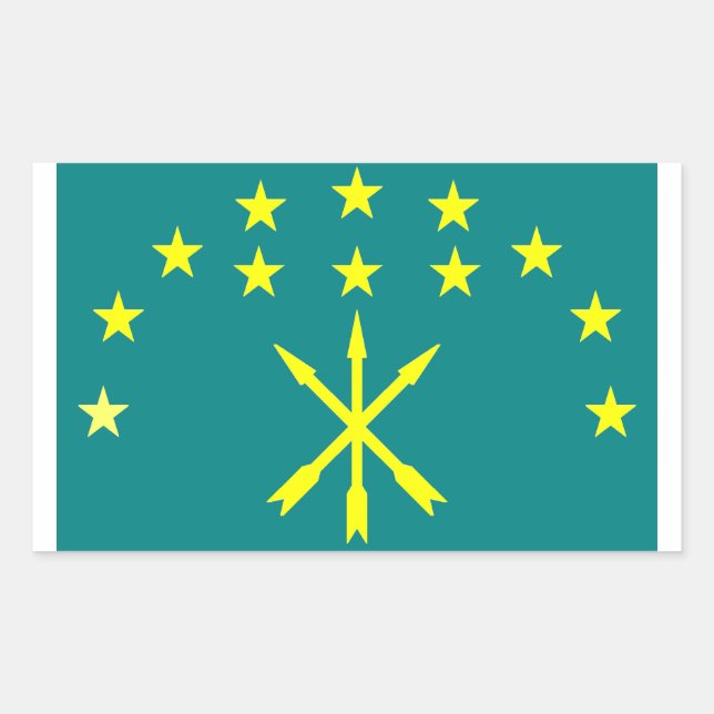 Sticker Rectangulaire Drapeau Circassien (Devant)