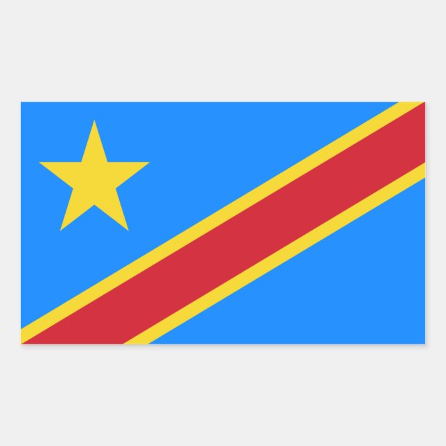 Sticker Rectangulaire Drapeau Congo/Congo Kinshasa. République démocrati (Devant)